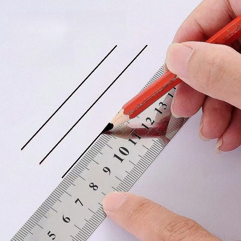 Stainless steel ruler Thick metal plate ruler Office drawing Measurement tool 30cm ruler Stationery
