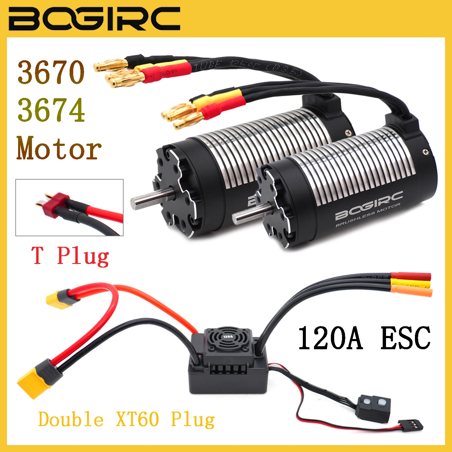 

BOGIRC 3670 3674 Motor 120A ESC Waterproof Brushless Combo 5.0mm Shaft for 1/10 1/8 RC Off-Road Drift Racing Buggy Truck Cars