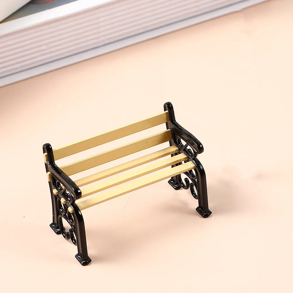 

Mini House Bench Metal Wooden Exquisite Miniature Furniture Ornament for Mini House Decor Bedroom Accessories Imagination Gift