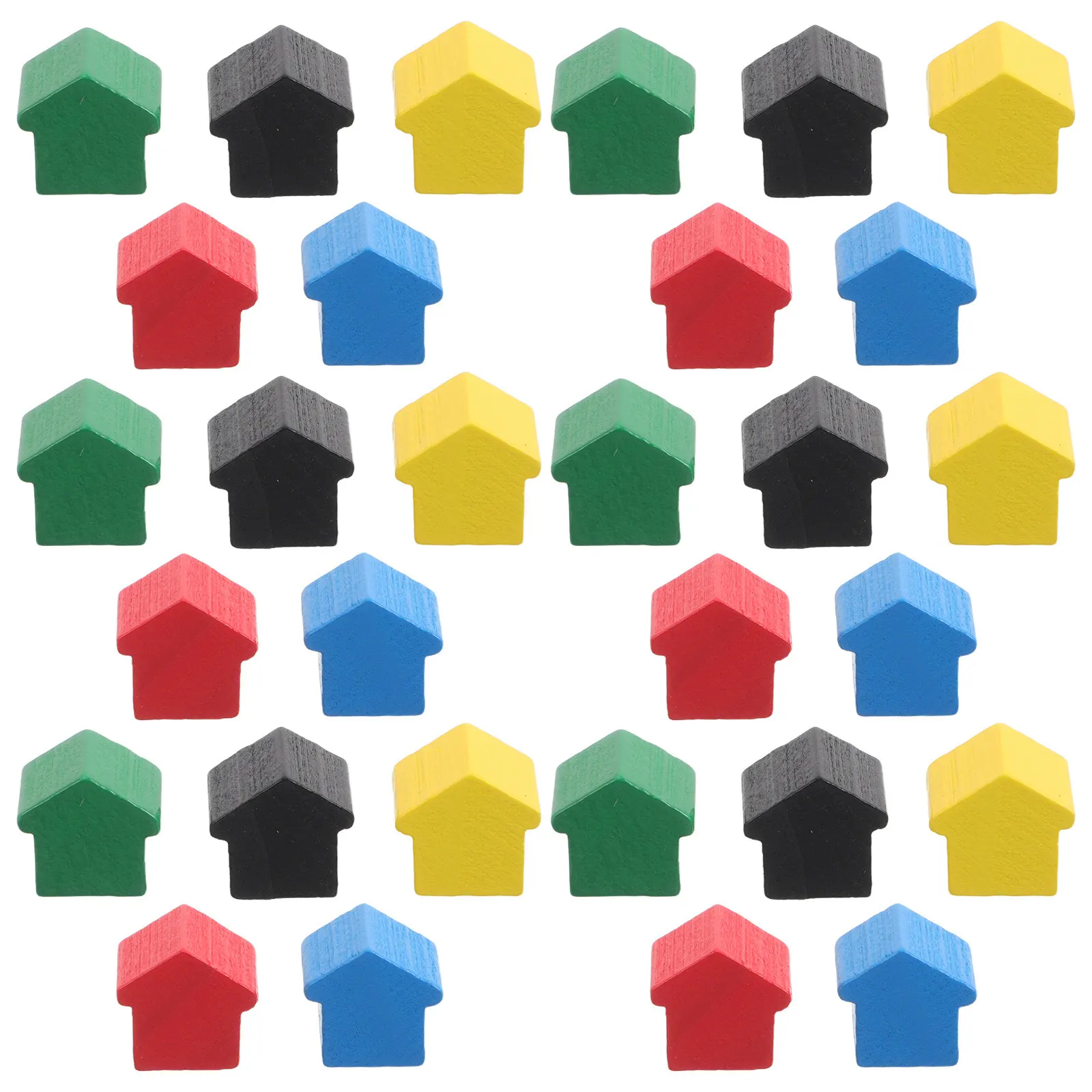 

50Pcs Wooden House Game Pieces Board Game Set Replacement Educational Strategy Property Tokens Wooden Chess Pieces Only