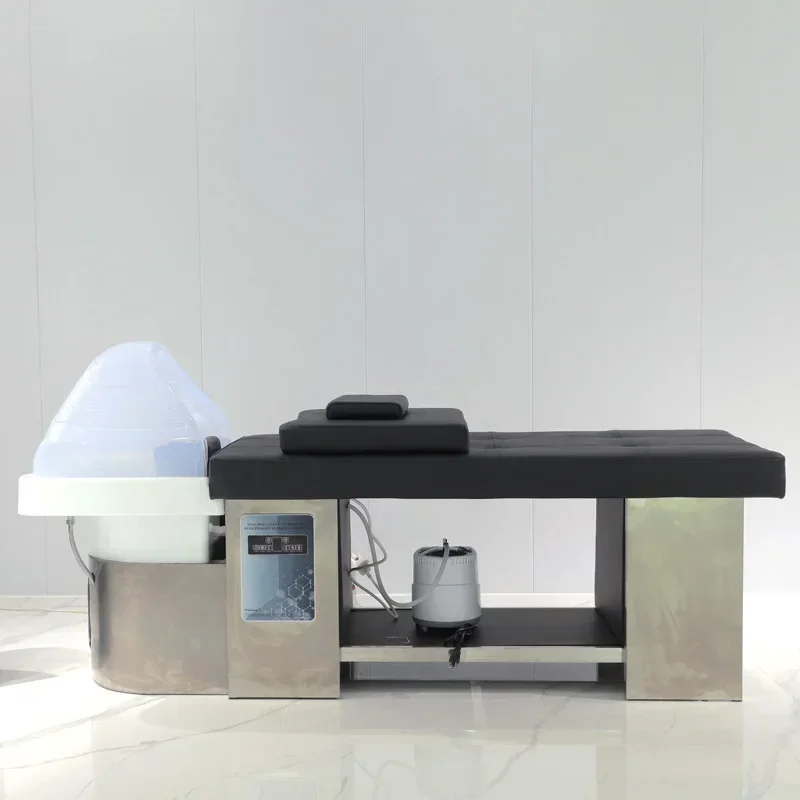 أثاث صالون سرير علاجي حديث مع وظيفة تدوير المياه بالشامبو وطاولة سبا للتجميل