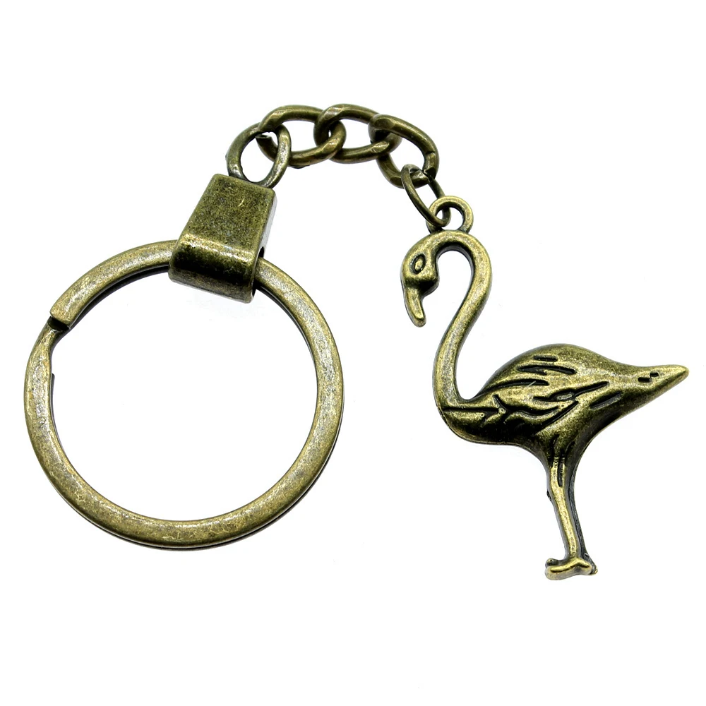 1pcs Flamingos Woman Keychain Couple Pendants Jewellery Making Supplies Items Ring Size 30mm