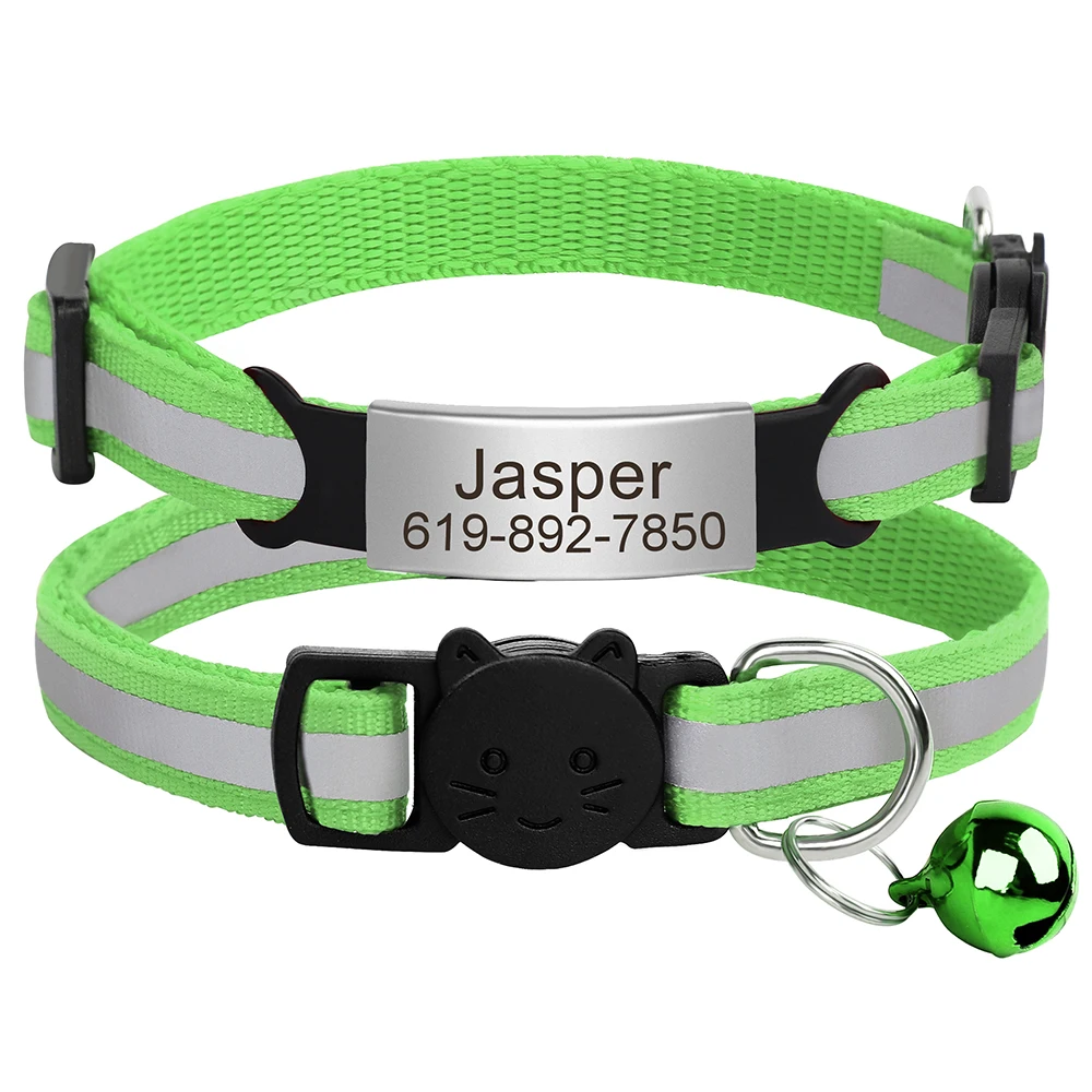 Personalisierte ID Kostenloser Gravur Katze Kragen Reflektierende Katze Sicherheit Schnalle Halsbänder Einstellbare Benutzerdefinierte Nylon Welpen Kätzchen Halskette – Detail 19