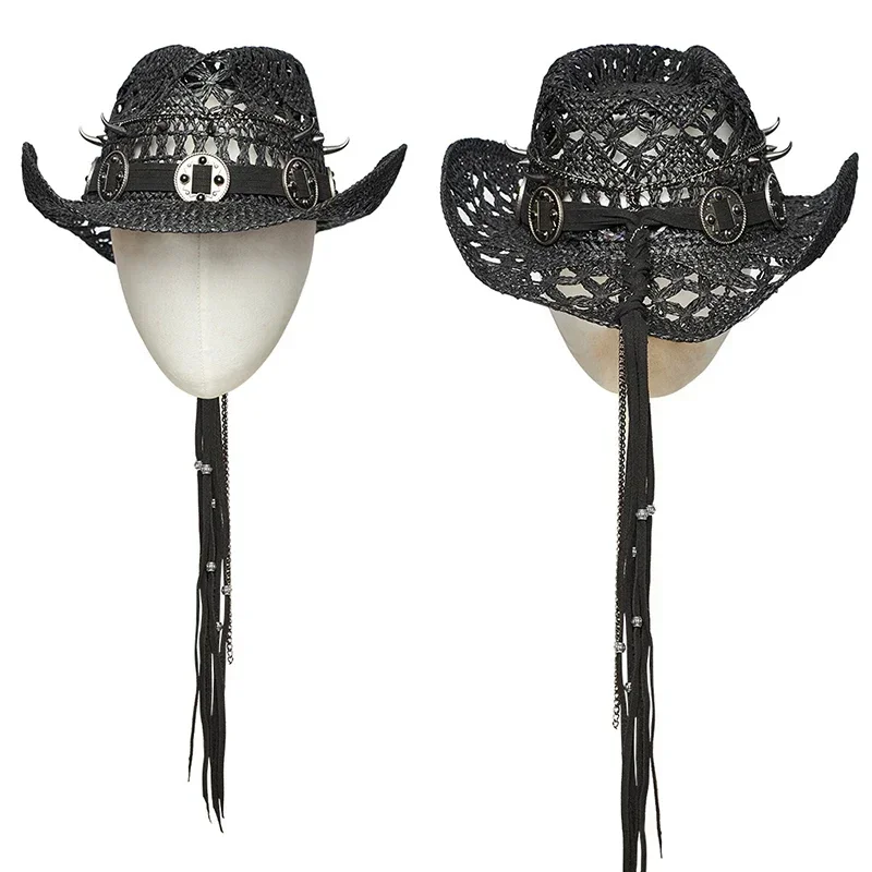 الشرير الهذيان-قبعة جاكار مجوفة للنساء ، دينم شخصي ، إكسسوارات النادي ، قبعة كاجوال مثيرة برية ، ملابس الشارع