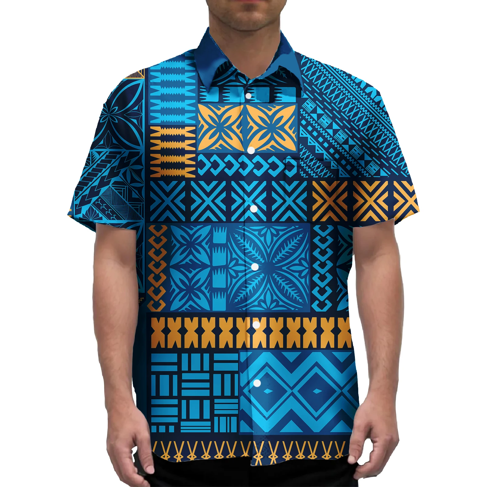 

Polynesian Tattoo Button-Up Shirt Tonga Fiji Customized Pocket Slim Short Sleeve Top With factory Outlet Hawaiian Aloha Shirts