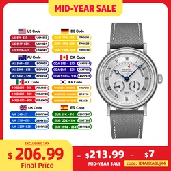 FARASUTE Men's Mechanical Watch Flyback Function Seagull Movement Month Display Week Display Calendar YearDisplay Sapphire Watch
