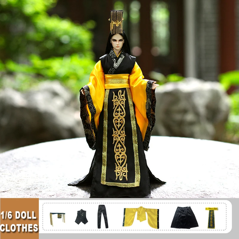 Handmade 1/6 Male Doll Clothes Han Chinese Clothing Hanfu For Dolls 30cm Boy BJD Dolls Accessories Toys