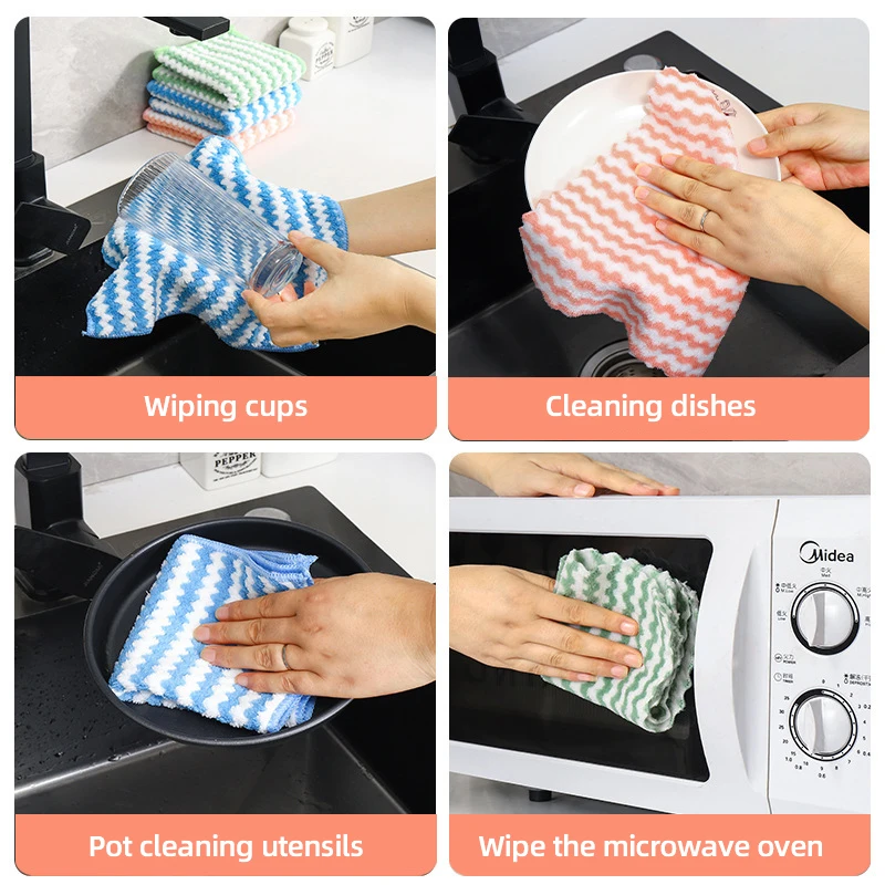 5pcs Cooking Bench Cleaning Rag, Soft And Absorbent Dishcloth, Household Wipe Hand Quick Drying Handkerchief For Bathroom, Kitch