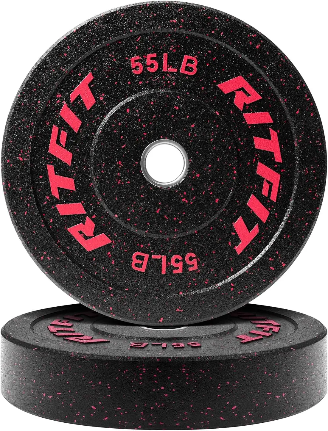 

Bumper Plates, Colored Fleck-Rubber Weight Plates with Steel Insert, 2-inch Weight Plates for Weight Lifting, 2X55LB