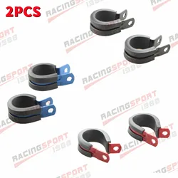 2PCS Aluminum Rubber Cushioned Clamp ID 28.6mm For AN16 Hose Blue/Black/Red