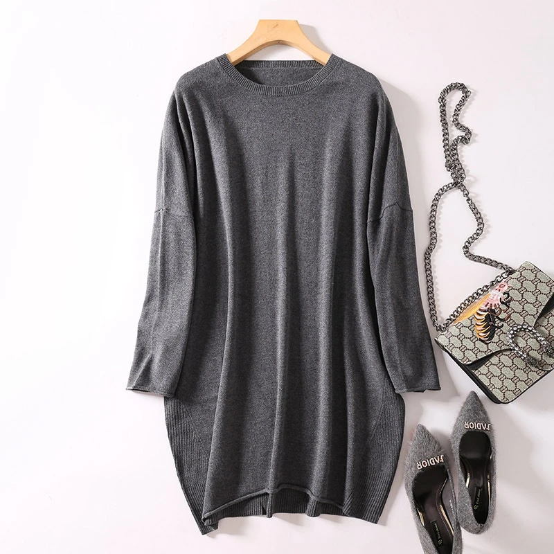 silk cashmere long sweater dress women fashion korean style knitted designer sweaters womens plus size baggy casual winter knit