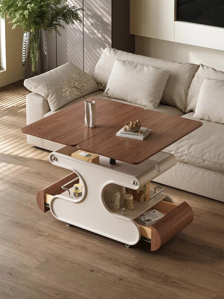

French movable living room home small apartment lifting folding cart sofa telescopic side table