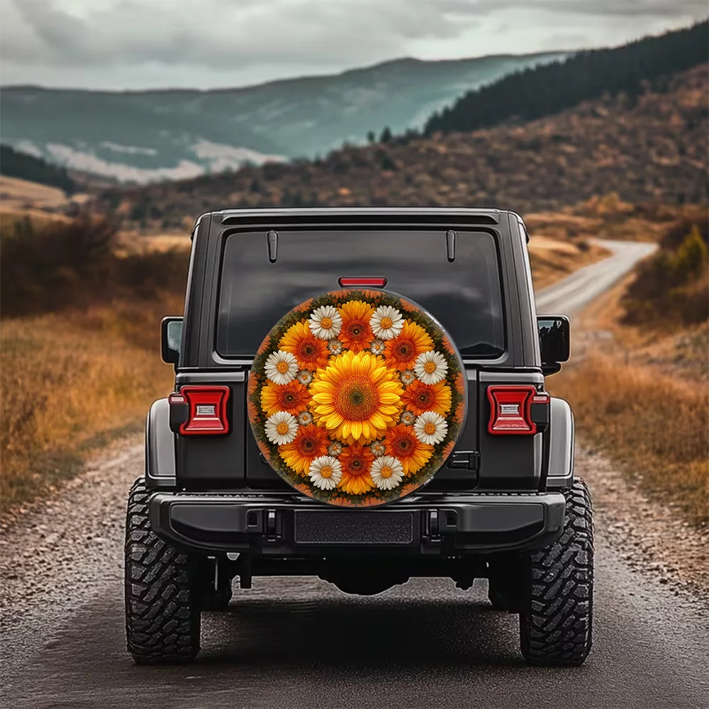1pc Sunflower Floral Pattern Spare Tire Cover, Creative And Quirky Spare Tire Cover, Multi-functional Spare Tire Cover, Suitable