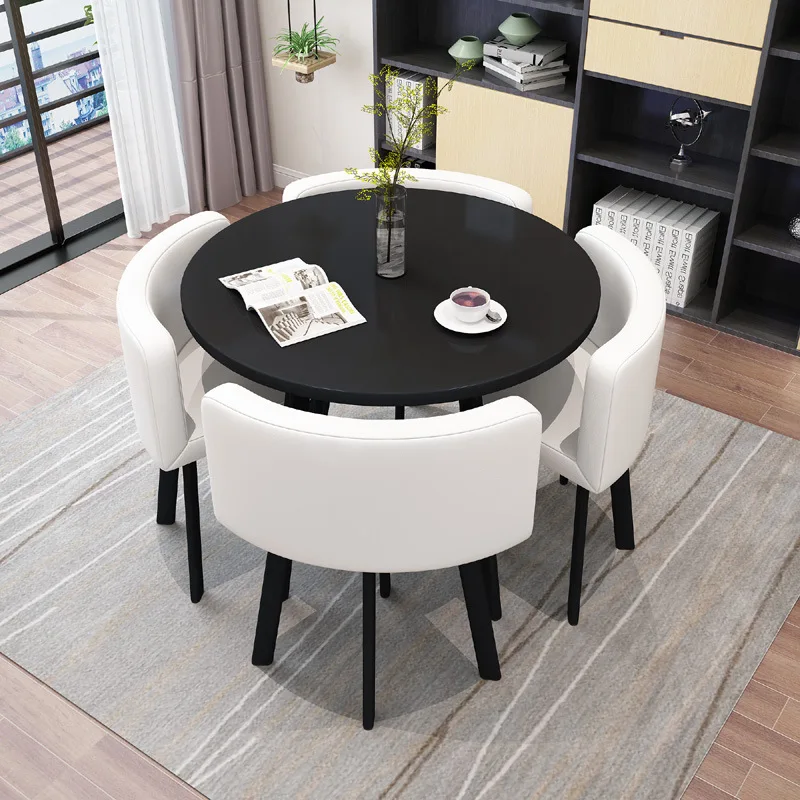 Luxury modern style factory price 2024 new design Coffee Table Sets Round Dining Tables And 4 Chairs Set can be customized