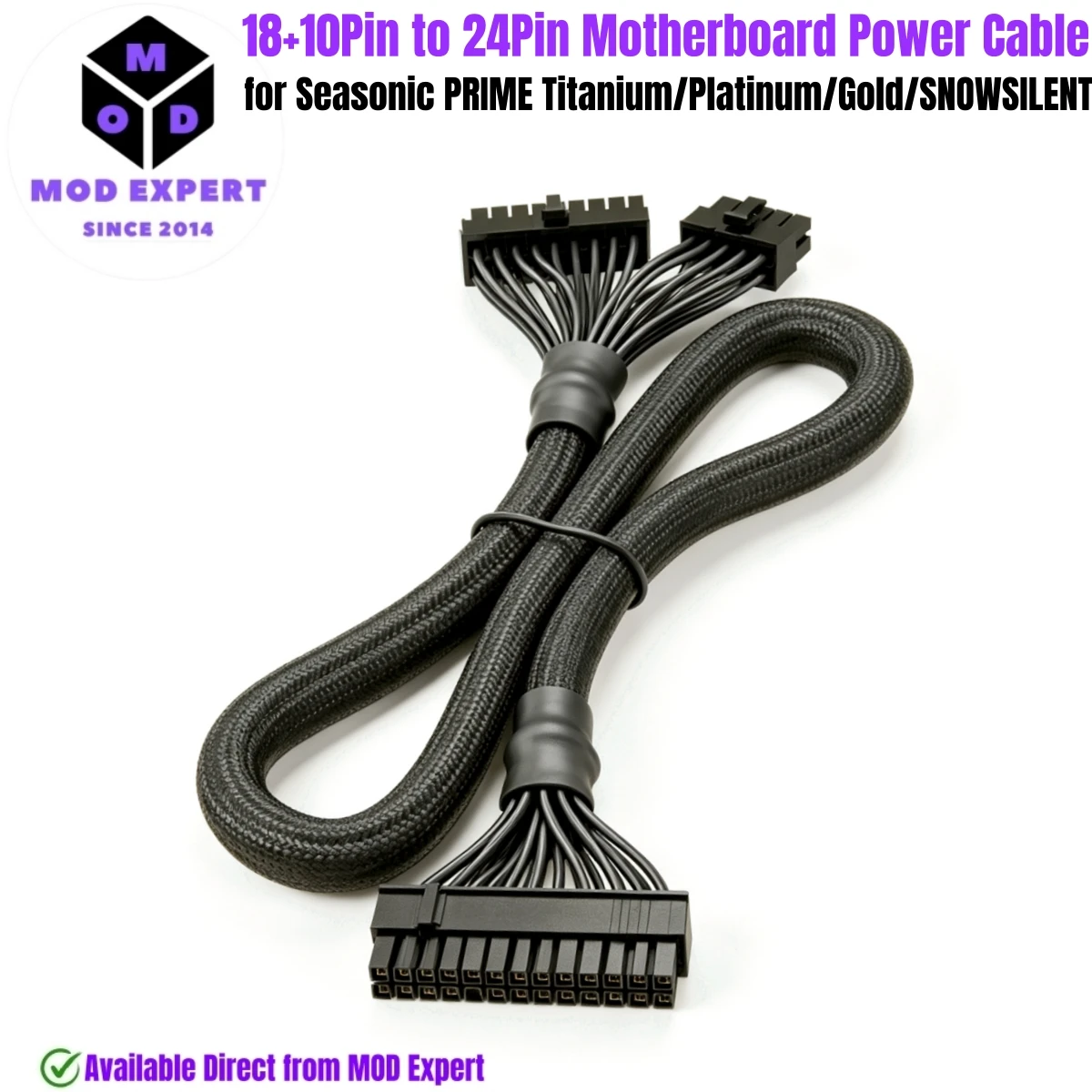 Main 24Pin Motherboard Power Cable for Seasonic PRIME 1300W, 1000W, 850W, 750W, 650W, 550W Titanium/Platinum/Gold/SNOWSILENT PSU