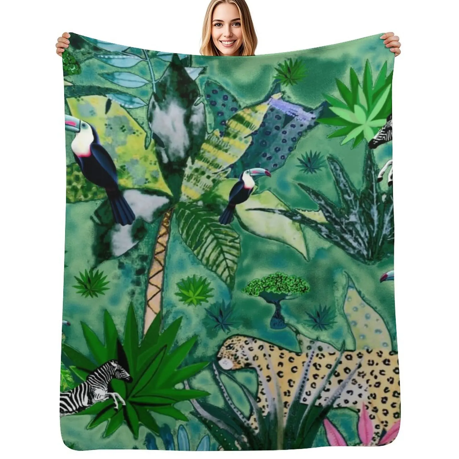 

Jungle Green Throw Blanket Giant Sofa Loose Sofa christmas decoration Blankets