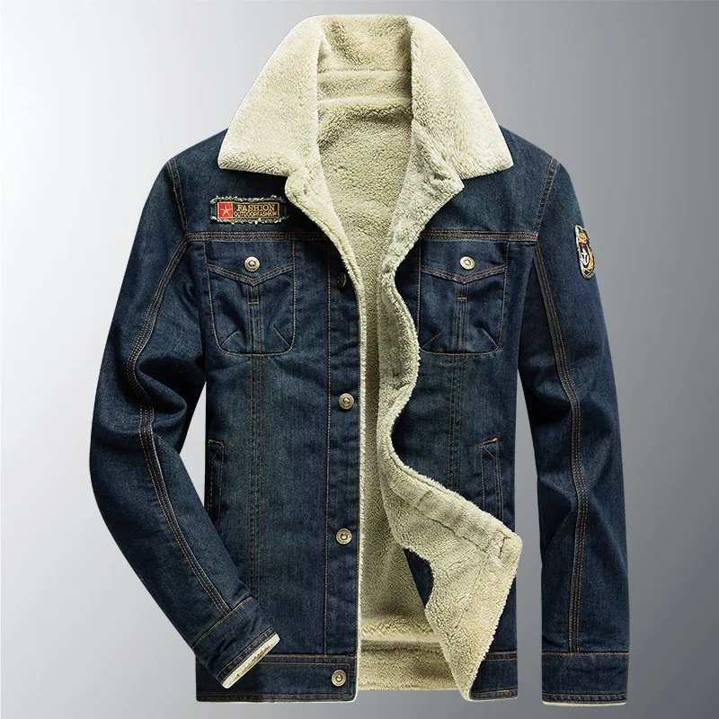 

Winter New Fashion American European Men’s Turn-down Collar Long Sleeve Plus Size Casual Trendy Denim Jackets Male Jean Coats