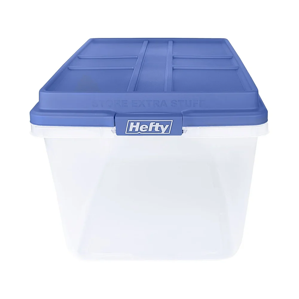 Clear Plastic Storage Bin 72 Quart Stackable with HI-RISE Lid Durable Organizer for Home Garage