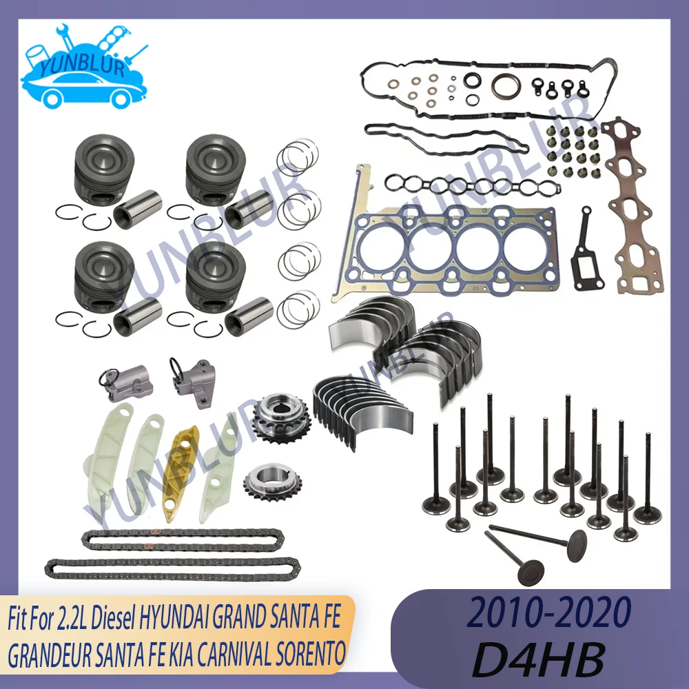 STD 0.5 Engine Rebuild Kit Piston Gasket Bearing Valve Timing Chain Set Fit 2.2 L Diesel D4HB For 10-20 HYUNDAI SANTA FE KIA