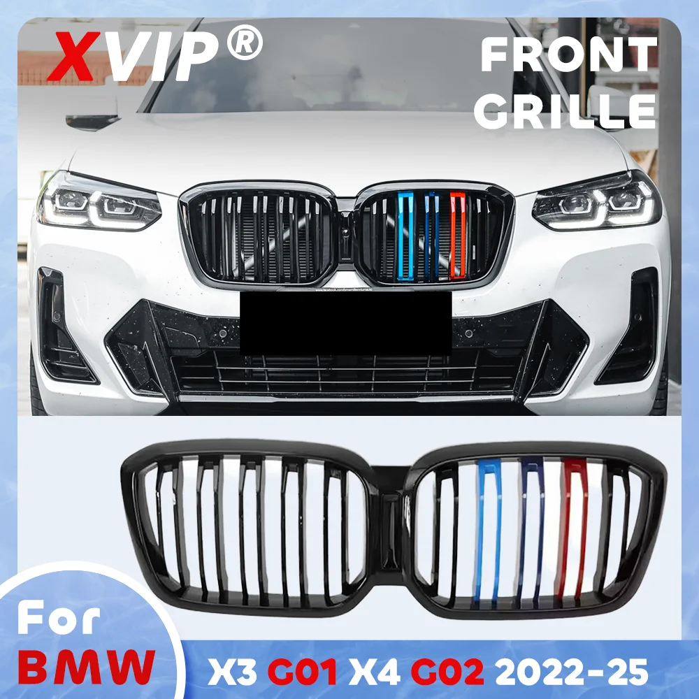 

Глянцевая решетка переднего бампера XVIP M-Color Double Line Style для BMW X3 G01 X4 G02 2022-2024