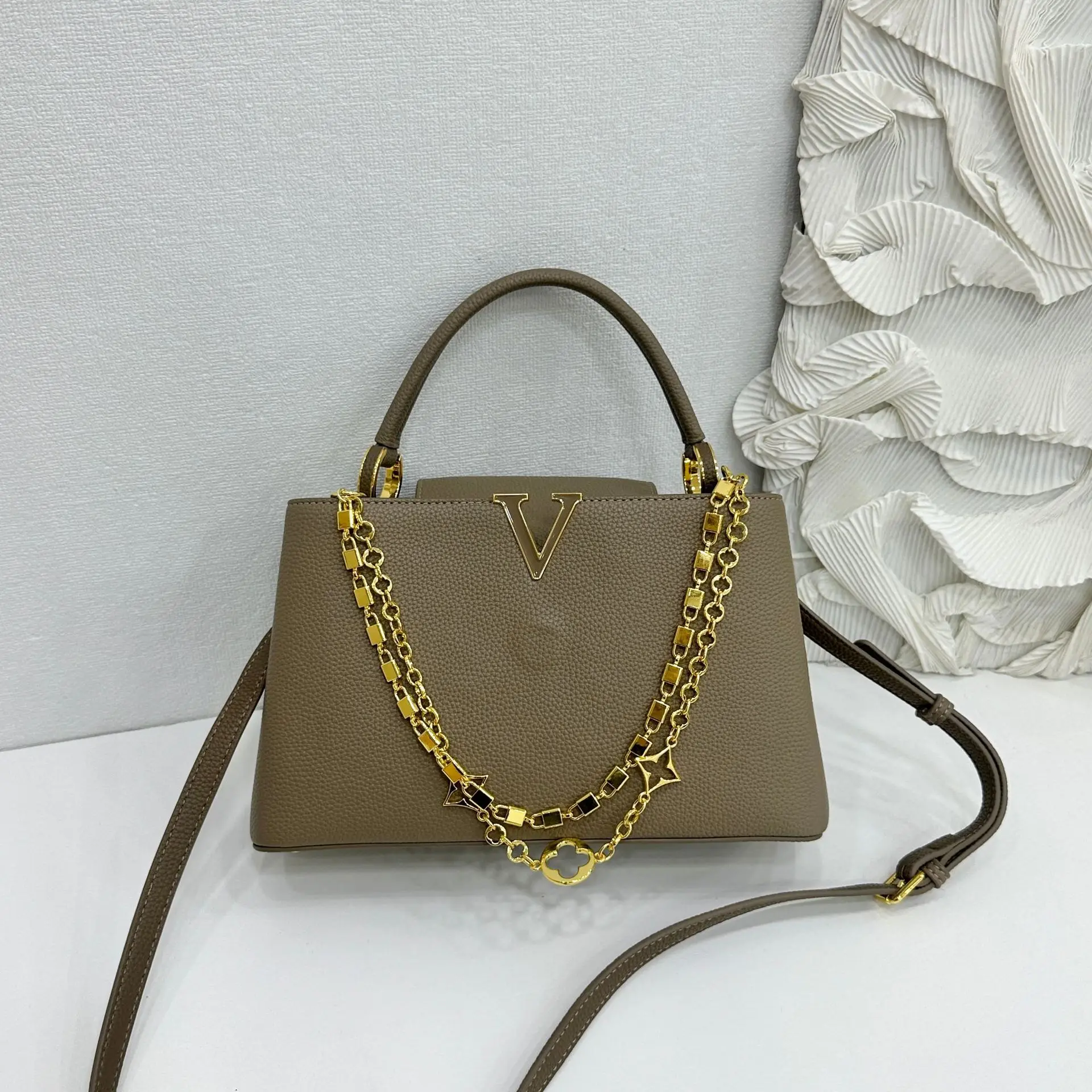 حقيبة يد منقوشة من الليتشي - ملابس متعددة الاتجاهات (كروس بودي/محمولة باليد)، واسعة وأنيقة، مثالية للعمل والسفر، شحن مجاني