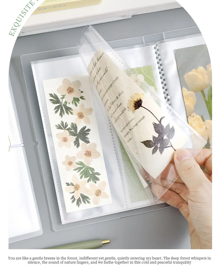 20-seitiger, hochtransparenter PP-Aufbewahrungsordner, Doppeltaschen-Sammelalbum für Lesezeichen, Aufkleber und Fotokarten. – Detail 6