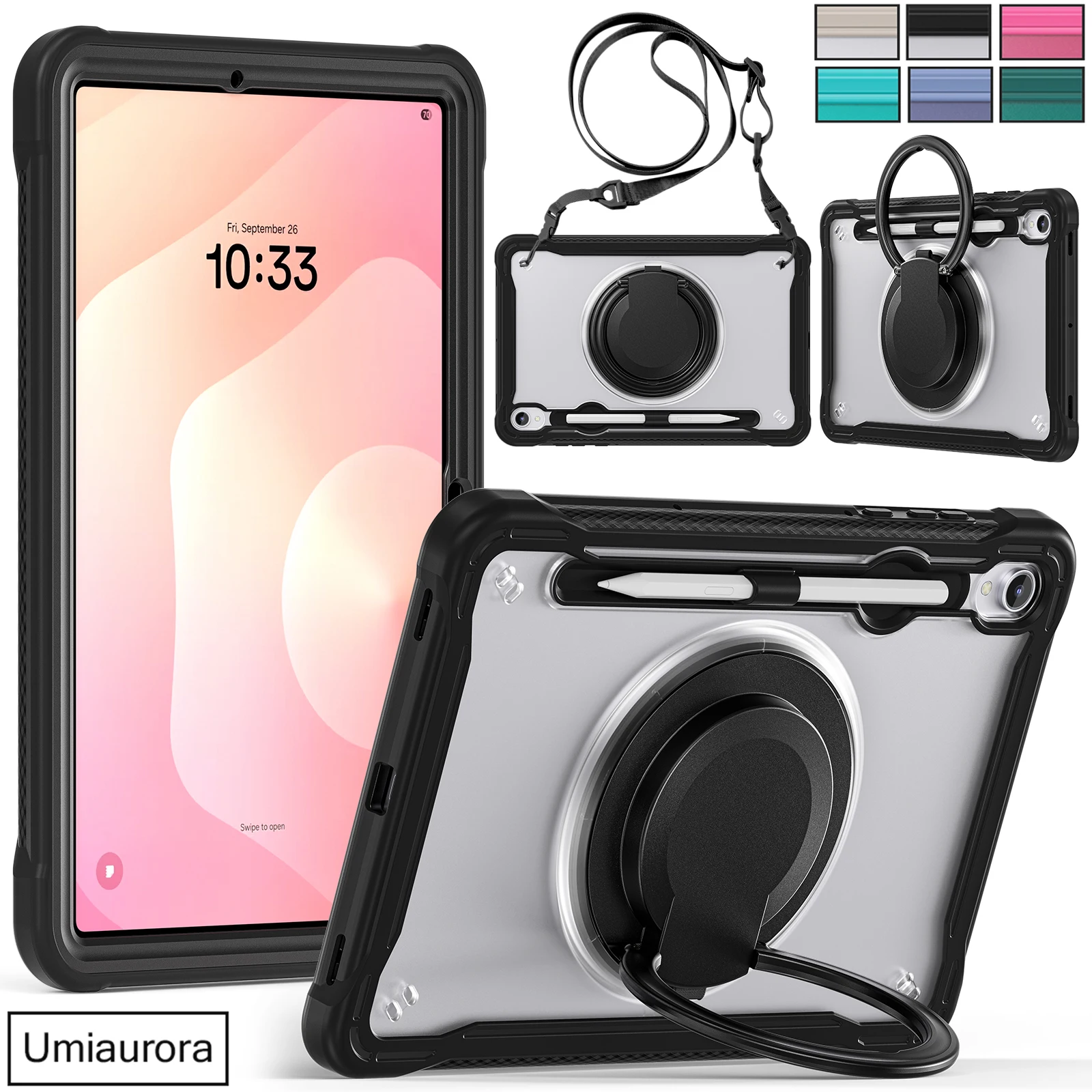 

﻿For Samsung Tab S11 11 inch X730 SM-X730 SM-X736B 360 Rotation Hand Ring Stand Strap Tablet Case Cover Shockproof Armor Funda