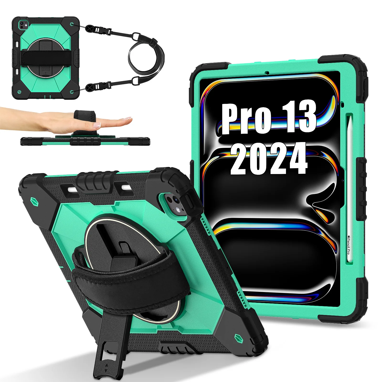 Tablet Pc Protective Case Suitable for iPad Pro 13 Inch M4 (2024) with Satchel Stand
