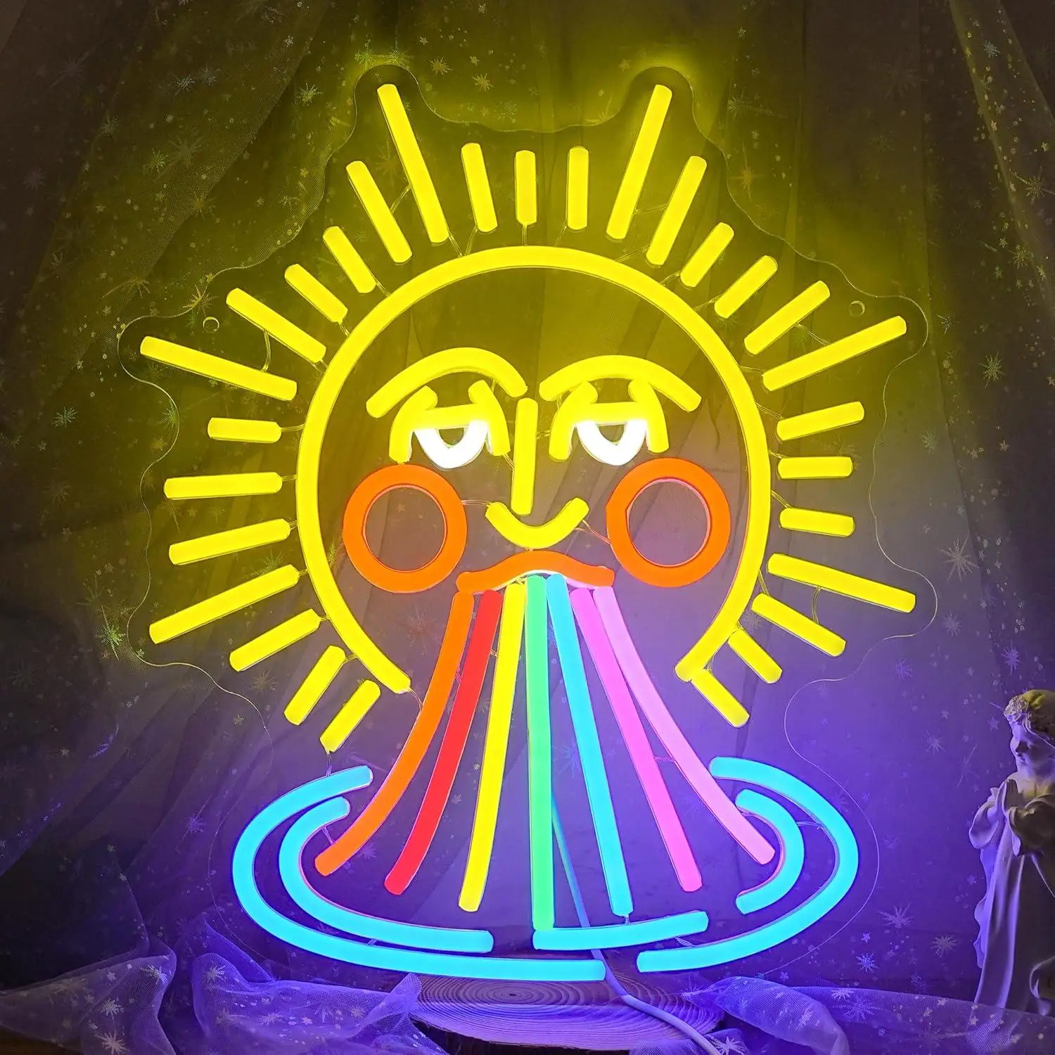 

Неоновая вывеска «Солнечная радуга» с эффектом восхода солнца, USB-светильник с регулируемой яркостью, светодиодные неоновые лампы для спальни, детской комнаты, галереи, паба, клуба, вечеринки, декора стен