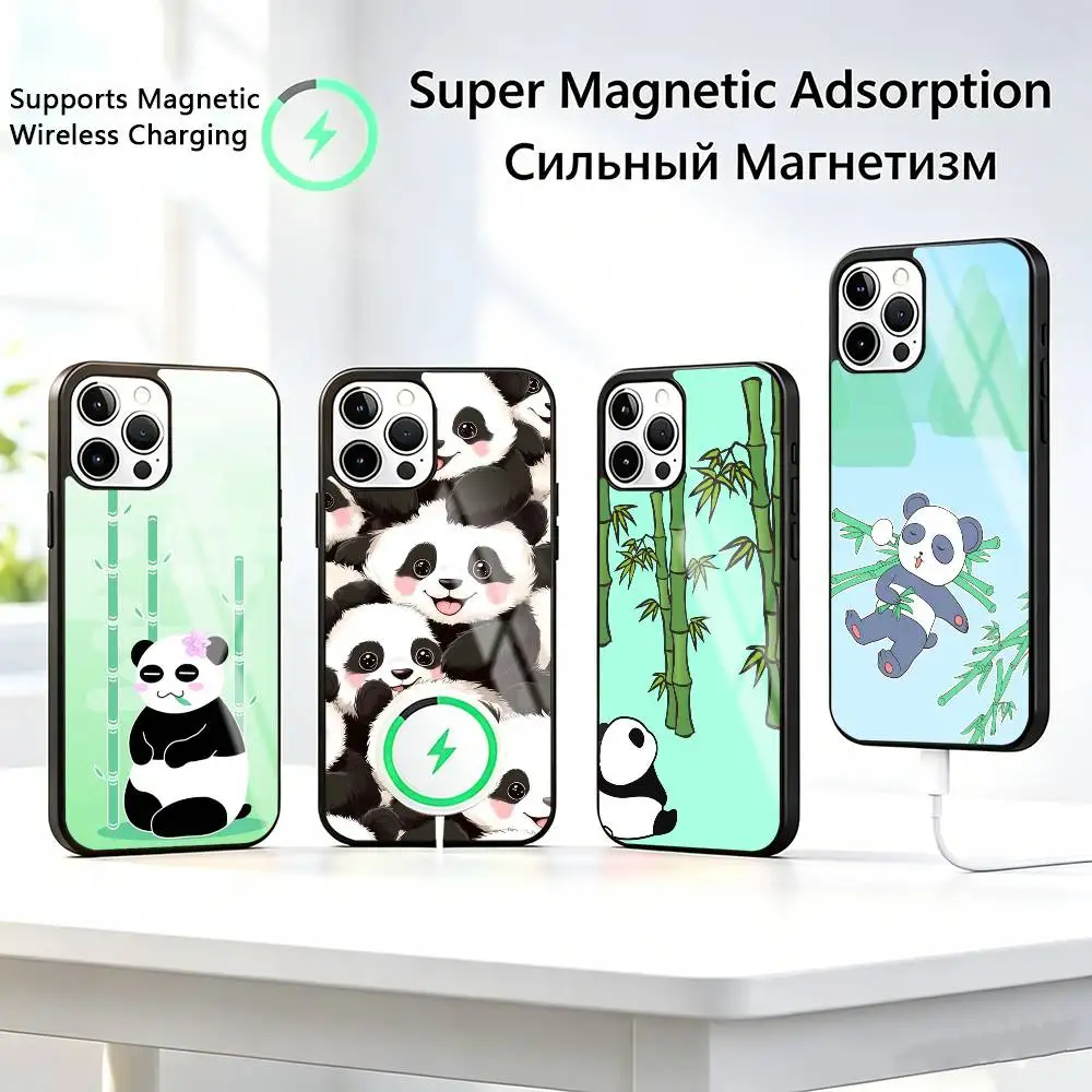 

Cute L-Lucky Panda-a Phone Case For iPhone17,16,15,14,13,12,11 Plus,Pro Compatible with magnetic wireless charging
