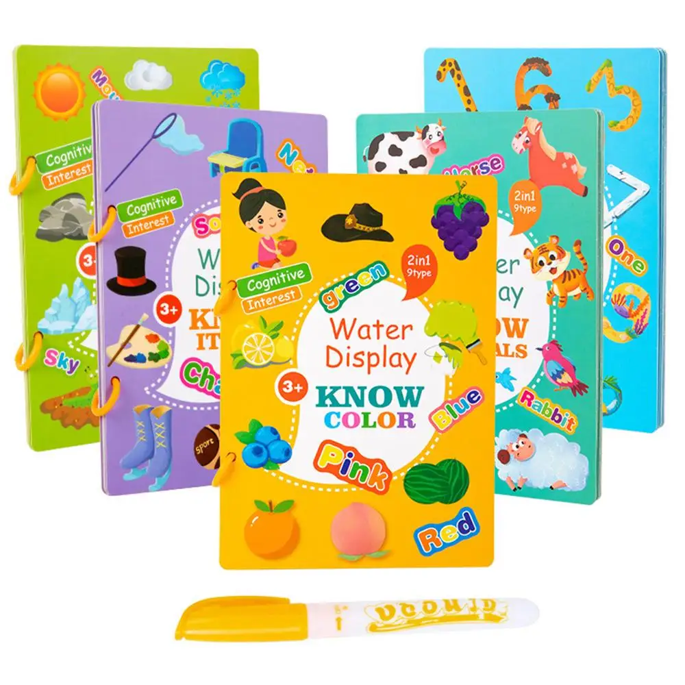 Reusable Water Drawing Book Early Education Quiet Activity Coloring Book Interactive Toy Montessori Drawing Toys