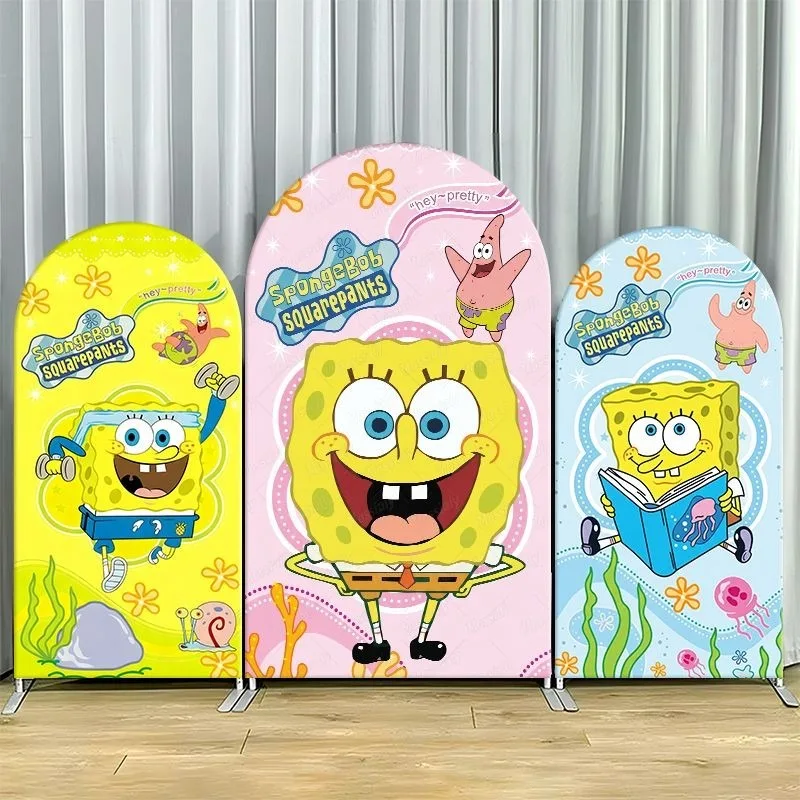 

SpongeBob SquarePants Arch Backdrop Cover Cartoon Birthday Party Decoration Elastic Fabric Photo Booth Background Party Supplies