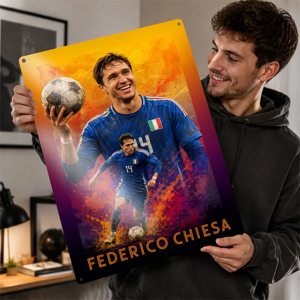 Federico Chiesa Football Textured Poster Personalized Aluminum Metal Sign Club Legacy Style Wall Art Made For Loyal Supporters