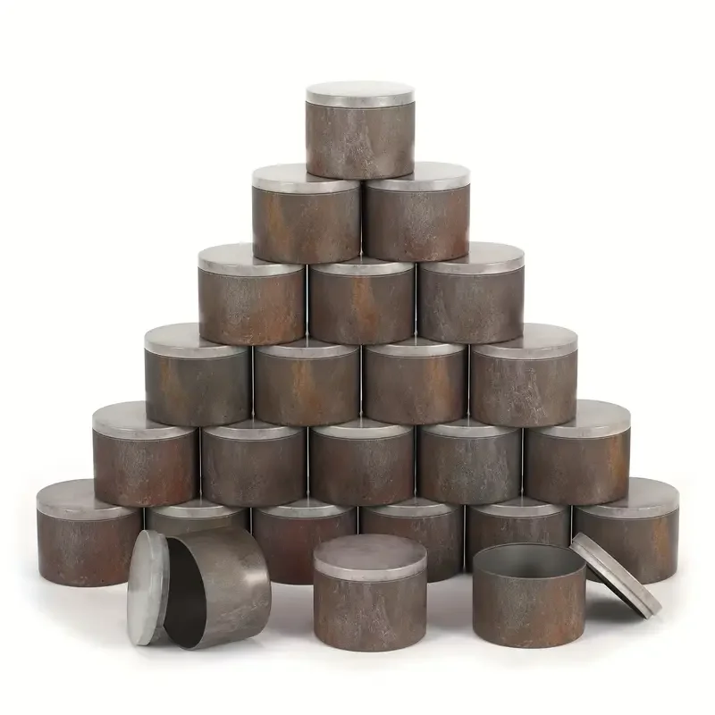 Set of 12/24Pack Vintage Tin Metal Candle Jars, 8 Ounces Each，Empty Tin Cans For Making Candle