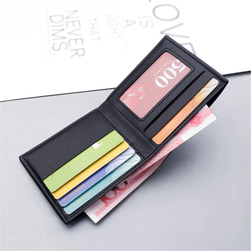 Dompet pria tipis Mini Fashion tempat kartu dompet pria dompet koin tempat kartu dompet kulit PU pendek tempat kartu hadiah