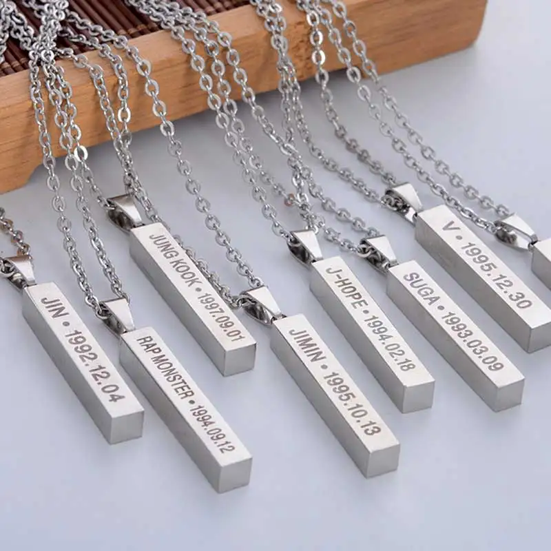 Kpop Taehyung V Suga RM Jimin Jungkook Birthday Pendant Fans Supporting Goods Metal Chain Adornment Necklace Accessories Jewelry