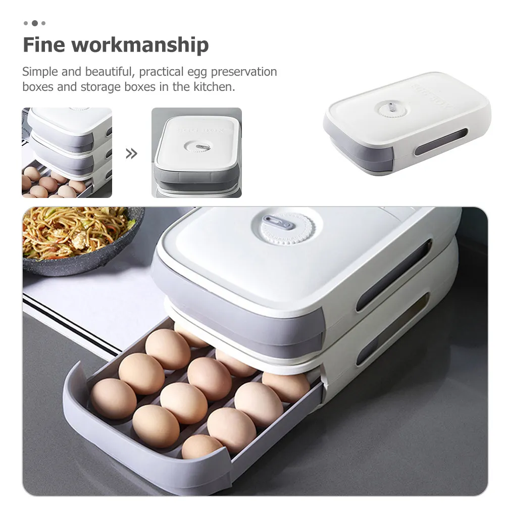 Egg Storage Box Refrigerator Kitchen Organizer Clear Lid Compact Space Saving Egg Holder Fresh Keeping Container