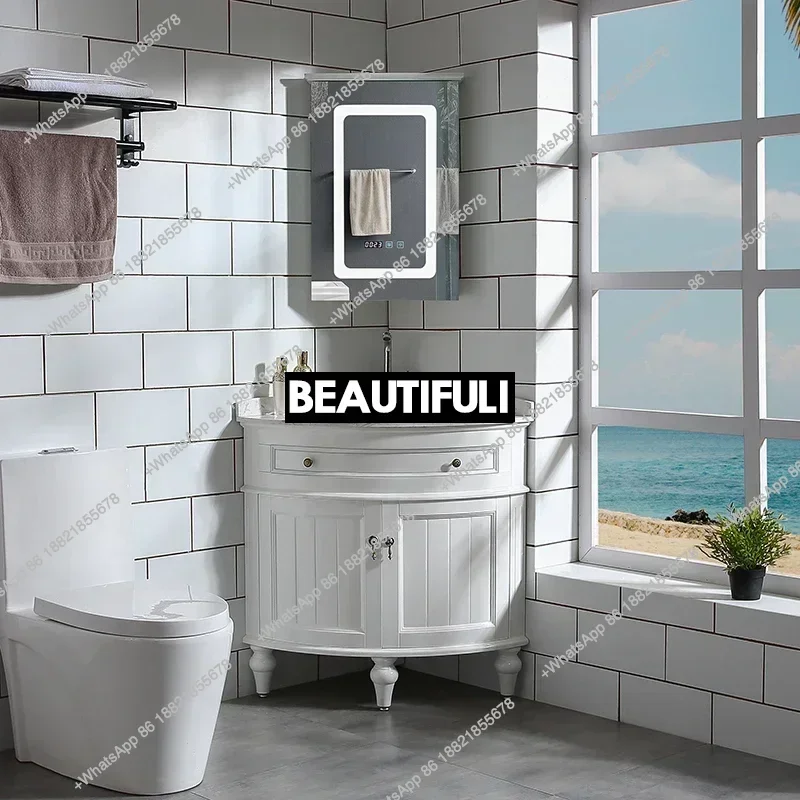 

Z136Multifunction Furniture Narrow Bathroom Cabinet Wooden Vanity Sink Storage Open Cabinets Filing Mirrors Shelf Luxury Gabinet