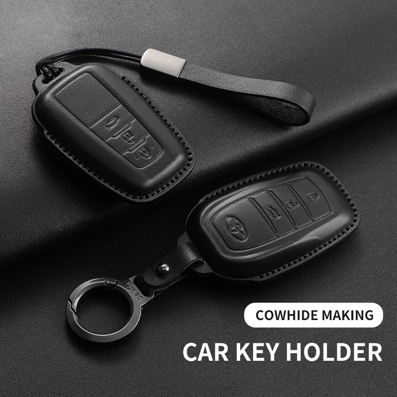 Skórzane etui na kluczyk samochodowy do Toyoty BZ3 RAV4 Avalon Prado Crown HARRIER CHR Corolla CAMRY 2025 Akcesoria samochodowe — zdjęcie 4