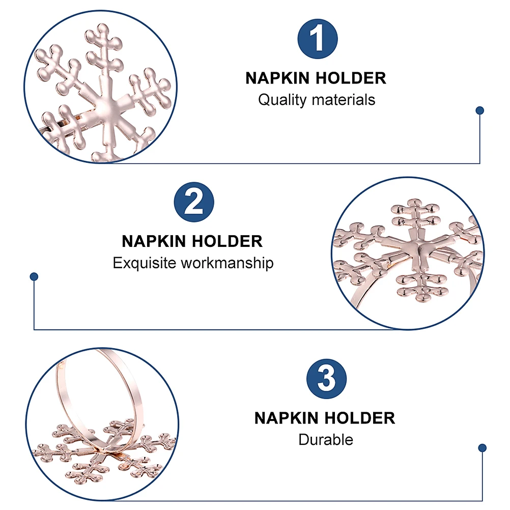 

4 pcs Christmas Napkin Buckles Snowflake Napkin Rings Elegant Holders Party Wedding Birthday Decorations Glitter Tableware Set