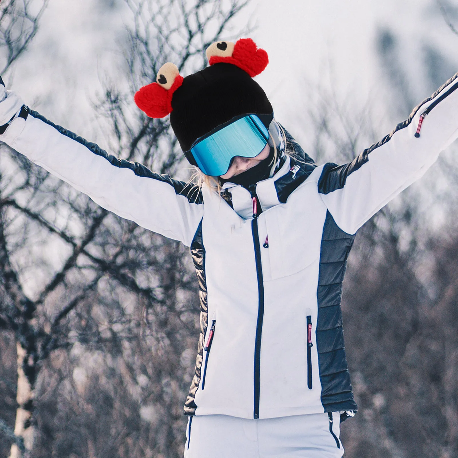 

Ski Cover Cartoon Crab Head Design Soft Washable Yarn Protective Cover Lightweight Ski Accessories Snow Sports