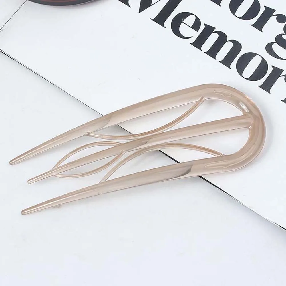 Geometric Resin Hair Fork Hairstyle Tools Chinese Style Leaf U-shaped Hair Stick Hanfu Accessories Waterproof Headwear Bride