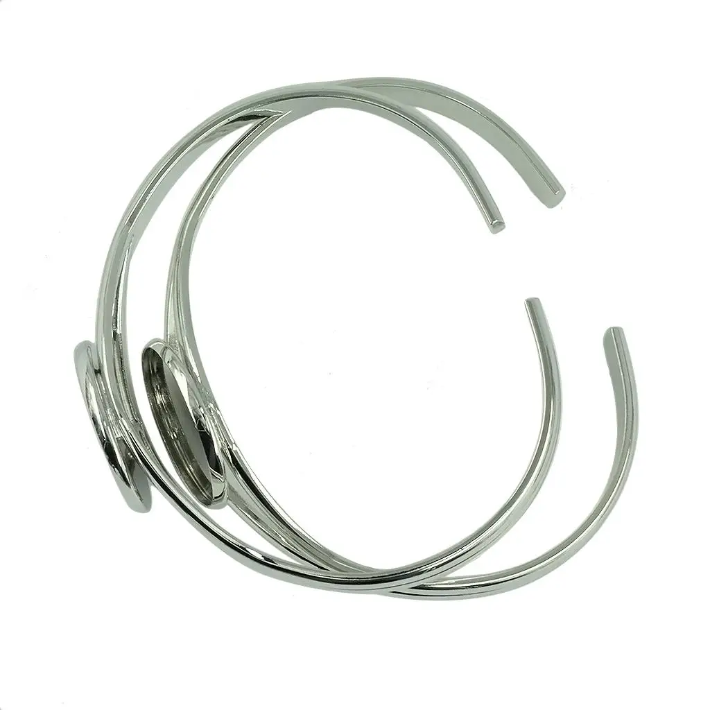 ブランクベゼルトレイシルバーブレスレット、手錠設定、カボションブレスレット、20mm、5-6パック、2個