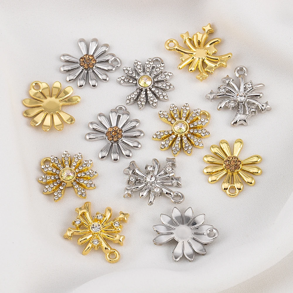 5 قطعة/الوحدة الملكي نمط سبائك الألعاب النارية الأزهار قلادة مع أحجار الراين DIY بها بنفسك إكسسوارات الشعر قلادة النتائج مجوهرات لوازم #1