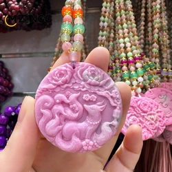 Natural Salt Source Agate Nine Tail Fox Jade Pendant Exquisite Fashion Phoenix Lotus Collarbone Chain Women's Necklace Mascot