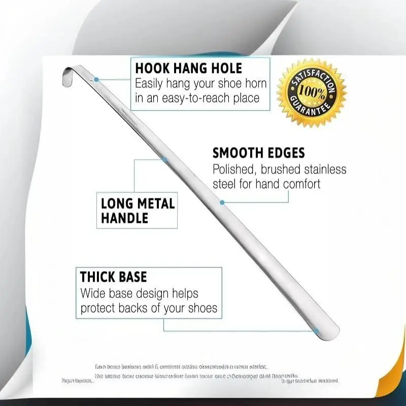 Extra Long Shoe Horn 15-52cm Stainless Steel Shoes Remover Slip Shoe Pull Tool Silver Shoehorn Lifter Aid For Men Women