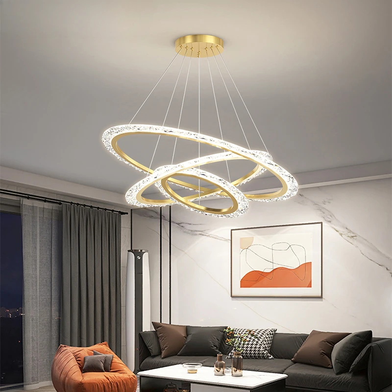 

Nordic Led Chandelier Used in Living Room Dining Room Bedroom Kitchen Light Luxury Style Ring Ceiling Chandelier Home Decoration