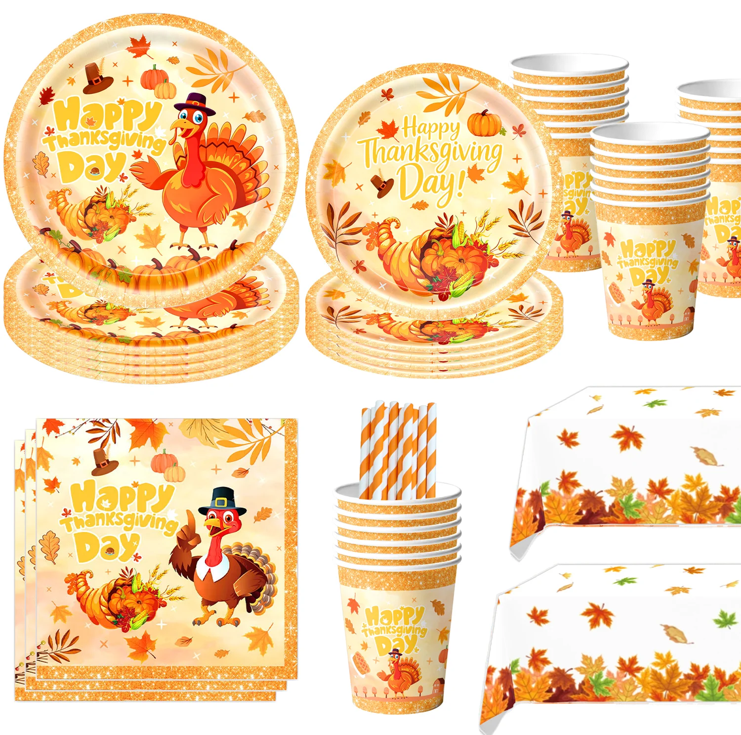 Table Cloth Disposable - Feestelijke wegwerp serviesgoed voor Thanksgiving: kalkoen