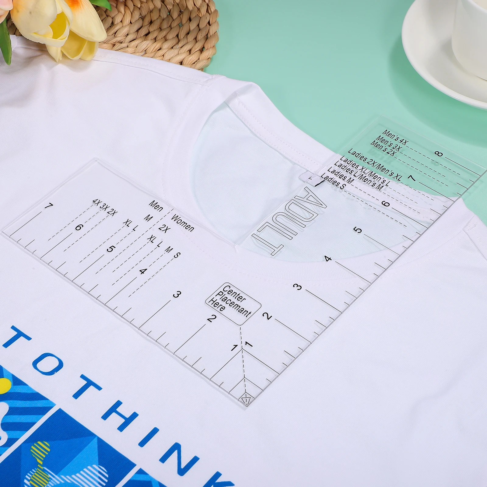 

2 pcs Guides Ruler Alignment Sewing Ruler T Shirt Measure Tool Clear Scale Acrylic Material Lightweight Portable Precise Size