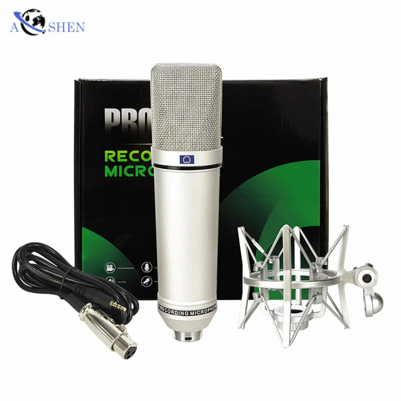 

Professional 26 Core 48V Condenser Microphone With Shock Mount for Studio Recording Livestream
